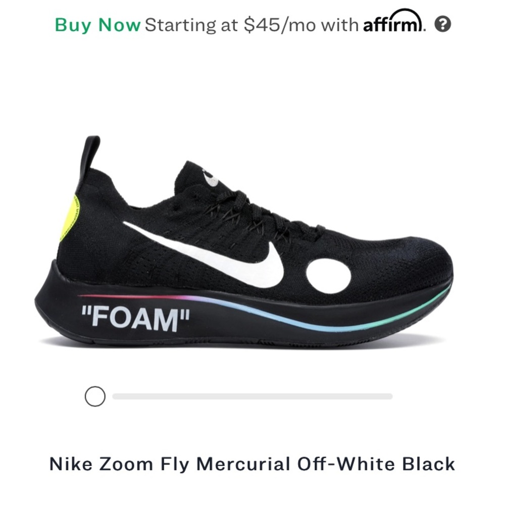 NWOB Nike off white zoom mercurial black 10.5